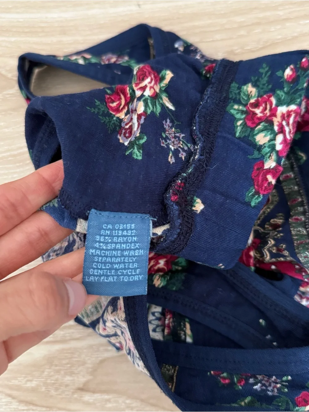 April Cornell‎ XS/Small Natural Bra Navy Floral Wireless Spring Boho Cottage
